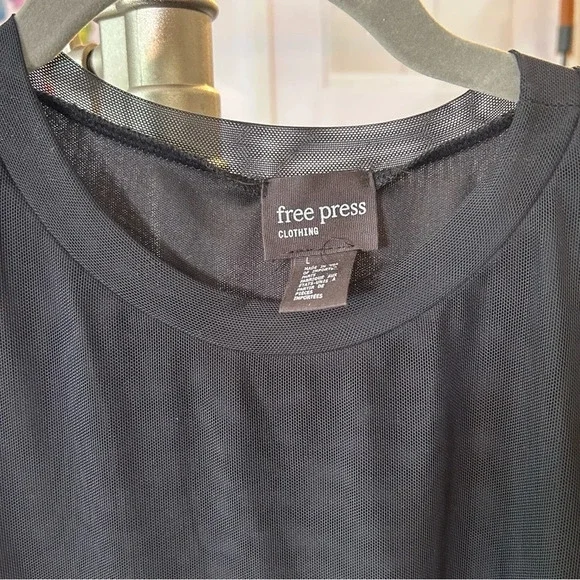 FREE PRESS Nordstrom Black Mesh Ruched Stretch Drape Layered Hem - Picture 9 of 9